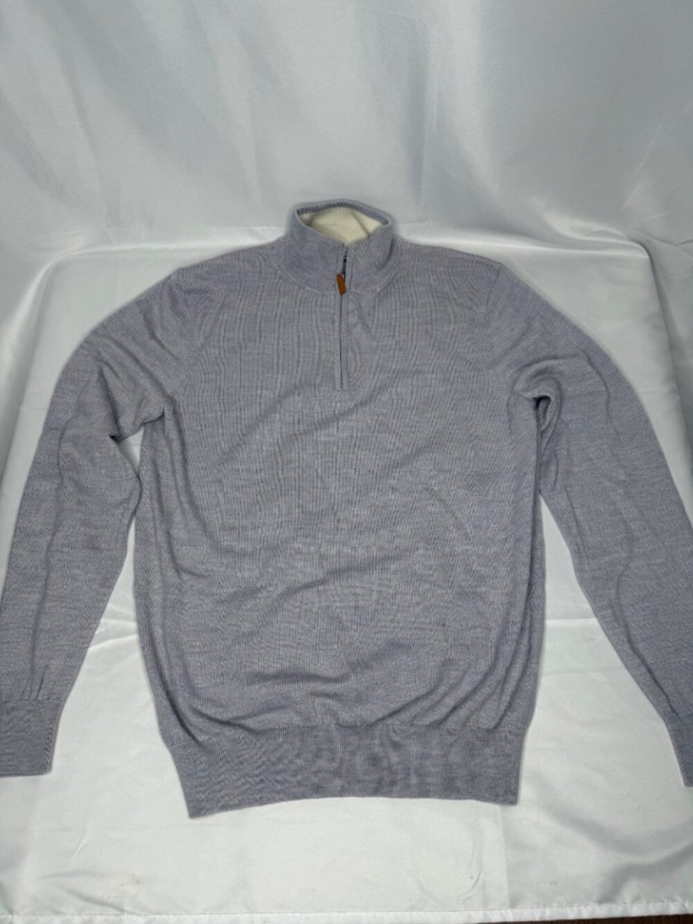 Collar & Co Mens Gray Quarter Zip Pullover Sweater Merino Wool Size M